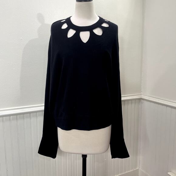 IRO Size M Lazina nSweater Petal Cutout Neckline Dolman Sleeve Pullover Black - Picture 1 of 11